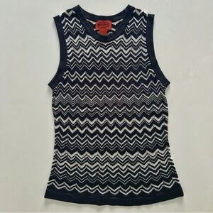 Missoni Black White Zigzag Knit Tank Top Spring Trend Size S